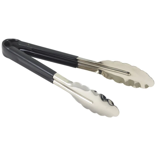 Neville Genware Colour Coded Stainless Steel Tongs, 23cm, Black