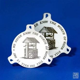 Zuri Drinks Cup Cover -  Text  'We Never Know The Worth Of Water Till The Well Is Dry' - Dia 115mm, Small Stainless Steel, White 