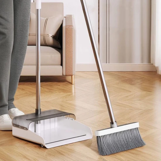Easy Housewares Broom Set with matching broom & dustpan - White
