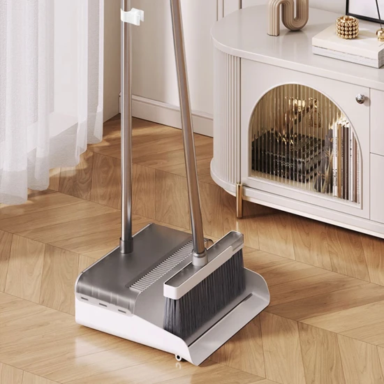 Easy Housewares Broom Set with matching broom & dustpan - White