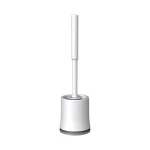 Easy Household Plastic Bathroom Cleaning Toilet Brush and Holder - White