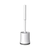 Easy Household Plastic Bathroom Cleaning Toilet Brush and Holder - White