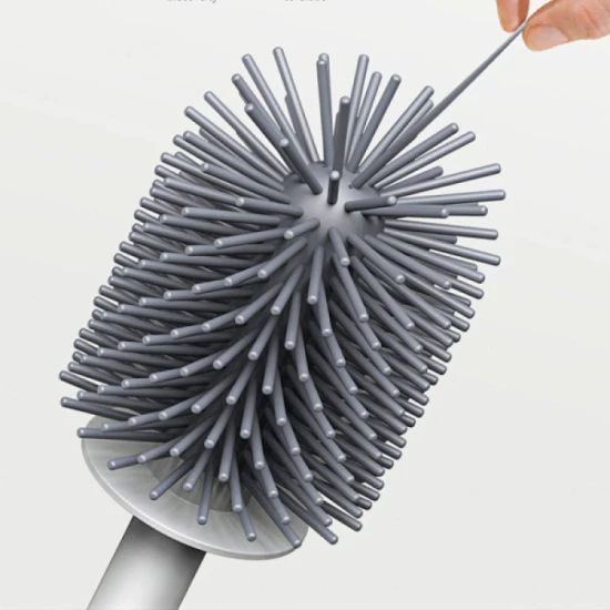 Easy Household Plastic Bathroom Cleaning Toilet Brush and Holder - White