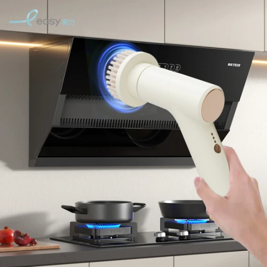 Easy Multi-function Electric & Rechargeable Cleaning Brush - 7 Interchangeable brush heads for versatile cleaning, Beige