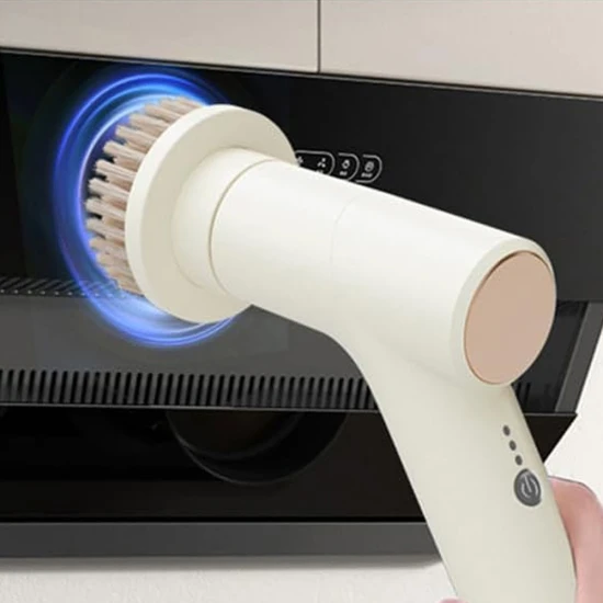 Easy Multi-function Electric & Rechargeable Cleaning Brush - 7 Interchangeable brush heads for versatile cleaning, Beige