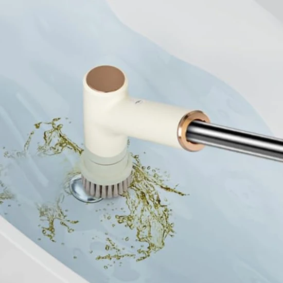 Easy Multi-function Electric & Rechargeable Cleaning Brush - 7 Interchangeable brush heads for versatile cleaning, Beige