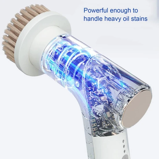 Easy Multi-function Electric & Rechargeable Cleaning Brush - 7 Interchangeable brush heads for versatile cleaning, Beige