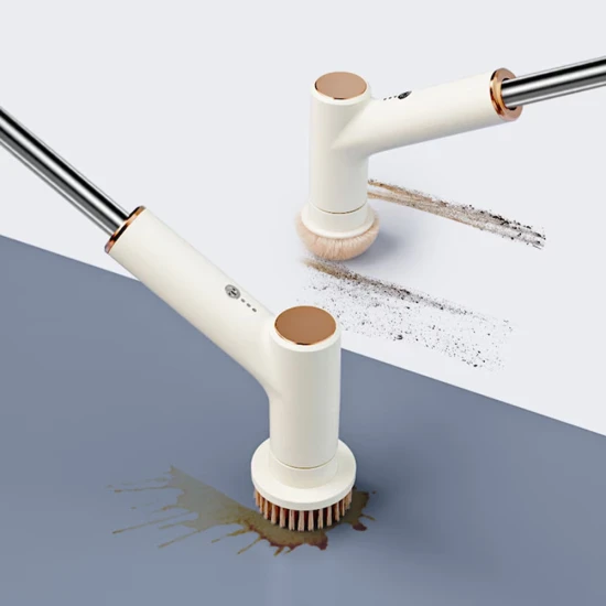 Easy Multi-function Electric & Rechargeable Cleaning Brush - 7 Interchangeable brush heads for versatile cleaning, Beige