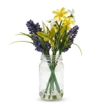 Dunlem vibrant artificial floral arrangement in a glass mason jar.