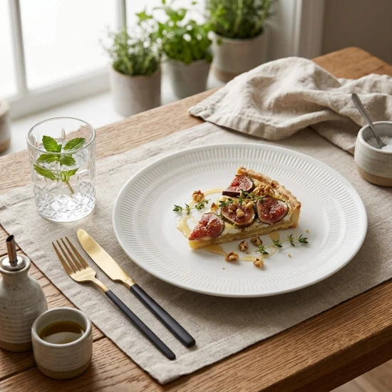 Neville Genware Incise Porcelain Solara Coupe Plate 23cm(23 x 2.3cm (Dia x H))