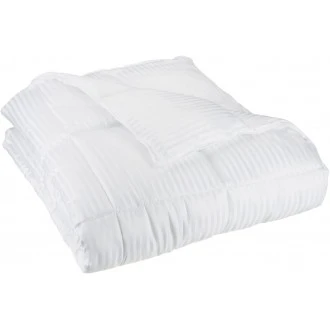 Superior All Season Down Alternative Comforter with 1 cm Stripes, Full/Queen White