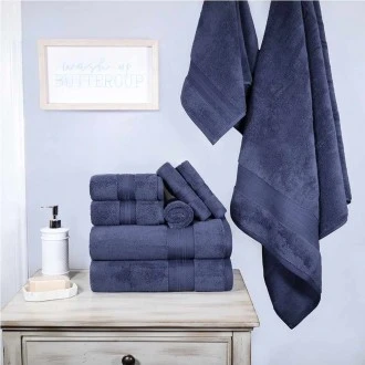 Turkish Cotton 800GSM Heavyweight Assorted 9-Piece Towel Set, Crown Blue