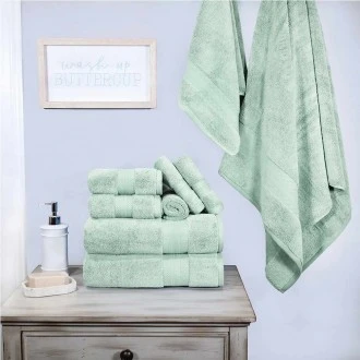 Turkish Cotton 800GSM Heavyweight Assorted 9-Piece Towel Set, Dusty Aqua
