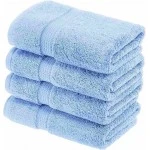 Solid Egyptian Cotton Hand Towel Set, 4-Pieces, Light Blue, 20" x 30"