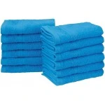 Eco-Friendly 100 % Ringspun Cotton Face Towel Set - Aster Blue, 12 Pieces - (33cm x 33cm)