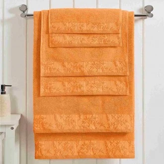 Wisteria 100% Cotton, Soft & Absorbent Towel Set, (2 Bath, 2 Hand, and 2 Face Towels), 6-Piece, Mandarin