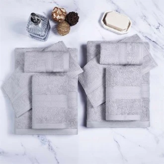 Superior 650GSM Ultra-Soft Hypoallergenic Rayon from Bamboo Cotton Blend Assorted Bath Towel Set, Set of 8 - Chrome
