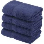 Solid Egyptian Cotton Hand Towel Set, 4-Pieces, Navy Blue, 20" x 30"