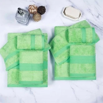 Superior 650GSM Ultra-Soft Hypoallergenic Rayon from Bamboo Cotton Blend Assorted Bath Towel Set, Set of 8 - Spring Green