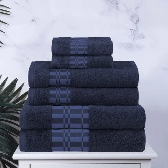 Larissa 100% Cotton, Soft, Extremely Absorbent, 6 Piece Towel Set, Navy Blue