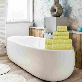 Superior 100% Cotton Highly Absorbent 6-Piece Jacquard Chevron Towel Set, Celery