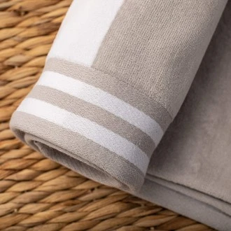 Superior Oversized 100% premium combed cotton Beach Towel, Light Grey Cabana Stripes (34" x 64")