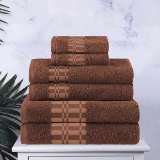 Larissa 100% Cotton, Soft, Extremely Absorbent, 6 Piece Towel Set, Chocolate