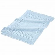 Superior 100% Cotton Highly-Absorbent Greek Key Border Solid 2-Piece Bath Mat Set, Light Blue