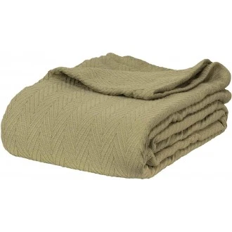 Superior 100% Cotton Thermal Blanket - Oversized Throw, Woven Blanket with Herringbone Weave Pattern, Sage, Full/Queen