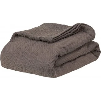 Home City 100% Cotton Thermal Blanket - Oversized Throw, Woven Blanket with Herringbone Weave Pattern, Charcoal, Twin / Single Size