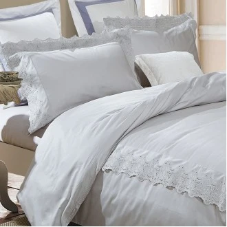 Superior Charlotte Embroidered Duvet Cover Set, Premium Long-Staple Cotton, Full/Queen
