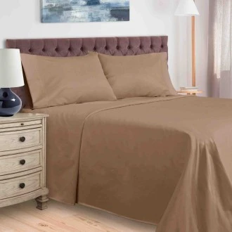 Superior 400 Thread Count 100% Egyptian Cotton Solid Deep Pocket Sheet Set, Queen Size, Taupe