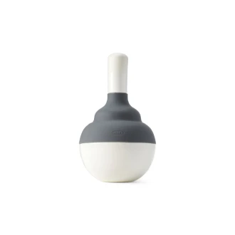 Chef’n Mortar and Pestle Spiceball Set with Lid, Splashproof White Ceramic Spice Grinder Bowl & Grey Silicone Lid