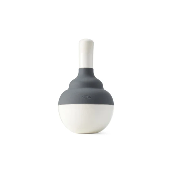 Chef’n Mortar and Pestle Spiceball Set with Lid, Splashproof White Ceramic Spice Grinder Bowl & Grey Silicone Lid