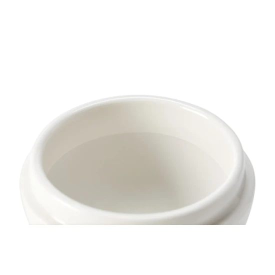 Chef’n Mortar and Pestle Spiceball Set with Lid, Splashproof White Ceramic Spice Grinder Bowl & Grey Silicone Lid