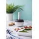 Chef’n Mortar and Pestle Spiceball Set with Lid, Splashproof White Ceramic Spice Grinder Bowl & Grey Silicone Lid
