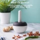 Chef’n Mortar and Pestle Spiceball Set with Lid, Splashproof White Ceramic Spice Grinder Bowl & Grey Silicone Lid