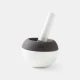Chef’n Mortar and Pestle Spiceball Set with Lid, Splashproof White Ceramic Spice Grinder Bowl & Grey Silicone Lid