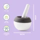 Chef’n Mortar and Pestle Spiceball Set with Lid, Splashproof White Ceramic Spice Grinder Bowl & Grey Silicone Lid