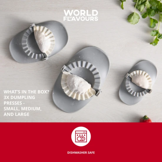 World of Flavour 3pc Dumpling Maker Set, Grey Plastic