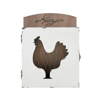 Creative Tops Farmers Market Shabby Chic Hen Wood and Chicken Wire Key Holder, Multi-Colour