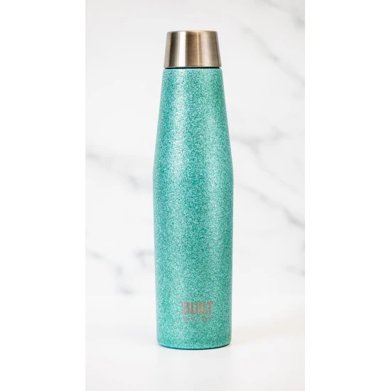 BUILT Apex 540ml Insulated Water Bottle, BPA-Free 18/8 Stainless Steel - 'Aqua Glitter