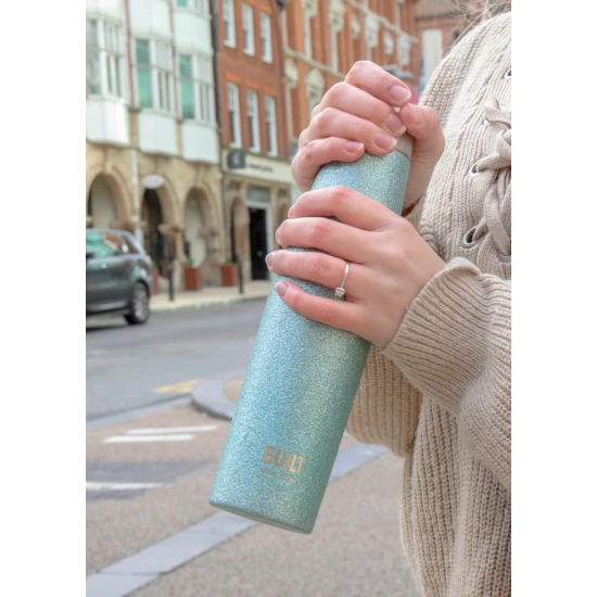 BUILT Apex 540ml Insulated Water Bottle, BPA-Free 18/8 Stainless Steel - 'Aqua Glitter