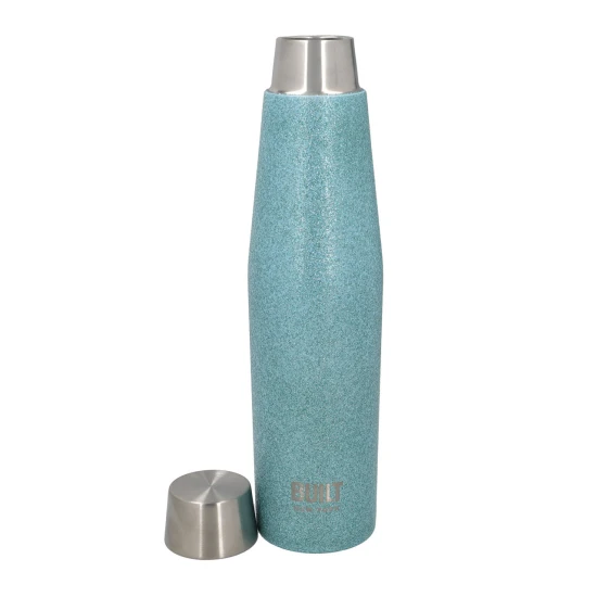 BUILT Apex 540ml Insulated Water Bottle, BPA-Free 18/8 Stainless Steel - 'Aqua Glitter