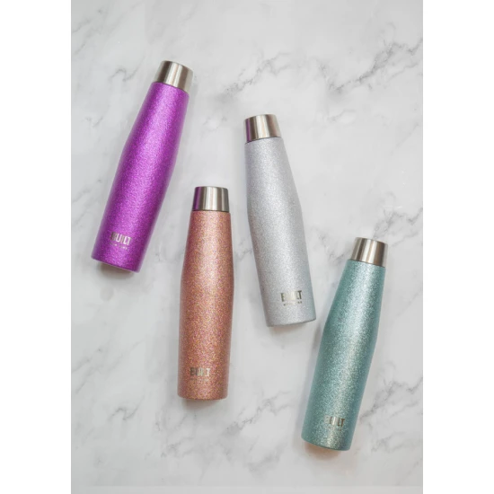 BUILT Apex 540ml Insulated Water Bottle, BPA-Free 18/8 Stainless Steel - 'Aqua Glitter