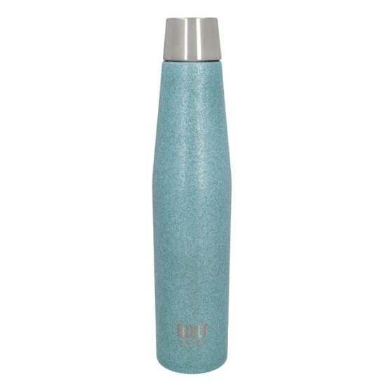 BUILT Apex 540ml Insulated Water Bottle, BPA-Free 18/8 Stainless Steel - 'Aqua Glitter