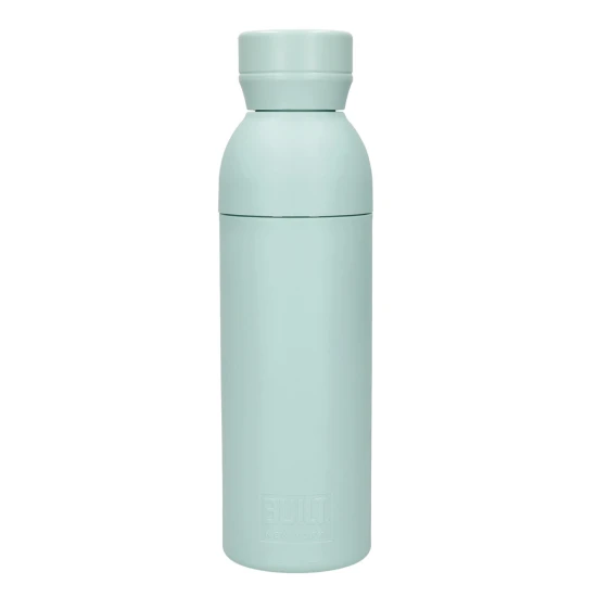 BUILT Planet Bottle, 500ml Recycled Reusable Water Bottle with Leakproof Lid - Green