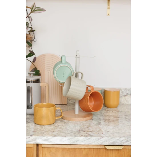 KitchenCraft Idilica Metal Mug Tree with Beechwood Base