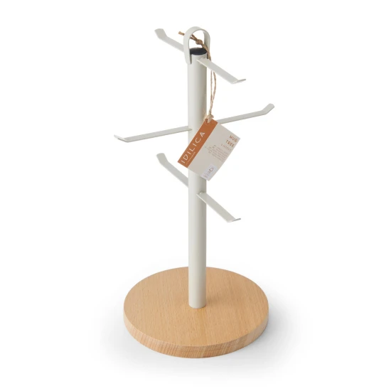 KitchenCraft Idilica Metal Mug Tree with Beechwood Base