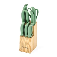 KitchenCraft 14pc Knife Block Set with 7 Knives and a Pair of Kitchen Shears, Green